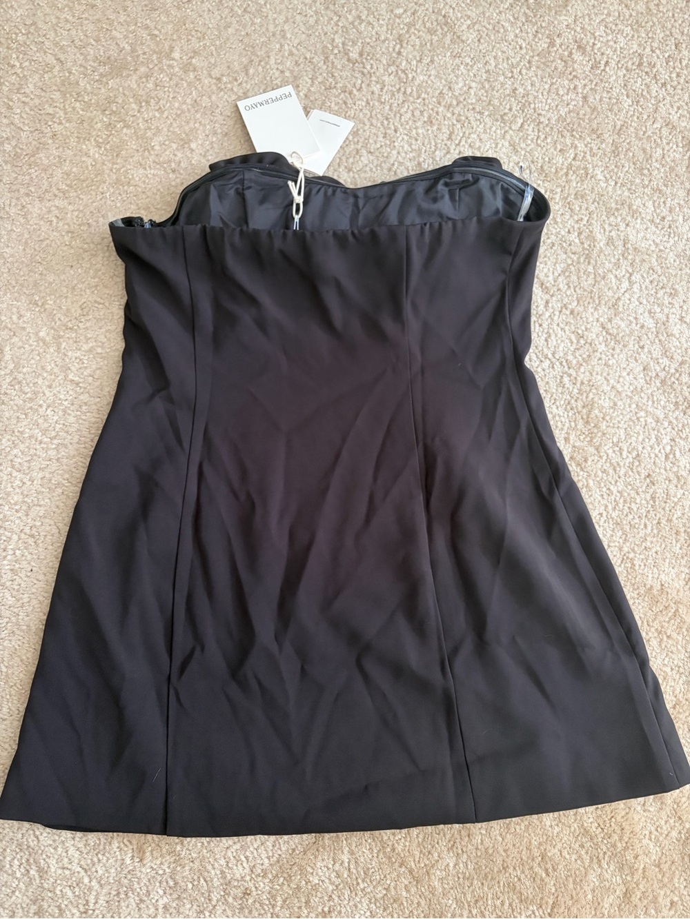 BRAND NEW Peppermayo Black Strapless Mini Dress with Rosette Trim - Patsie - Picture 7 of 7